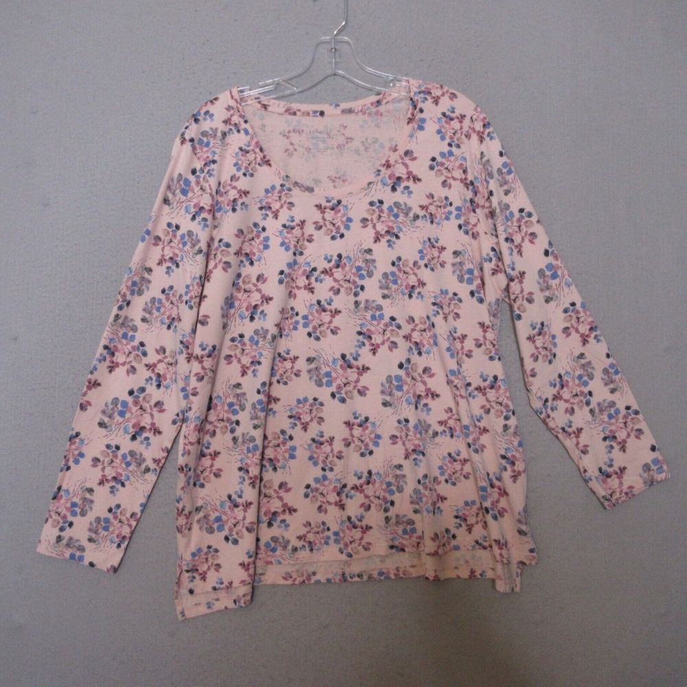 J Jill Sleep Shirt Top XL Floral Pink Ultra Soft Scoop Neck Modal Soft